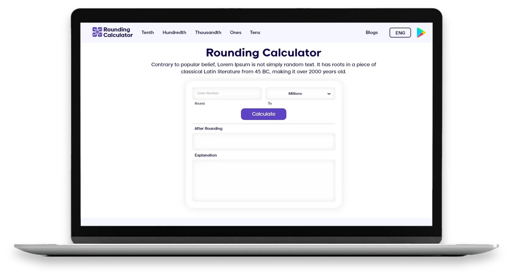 View of rounding calculator